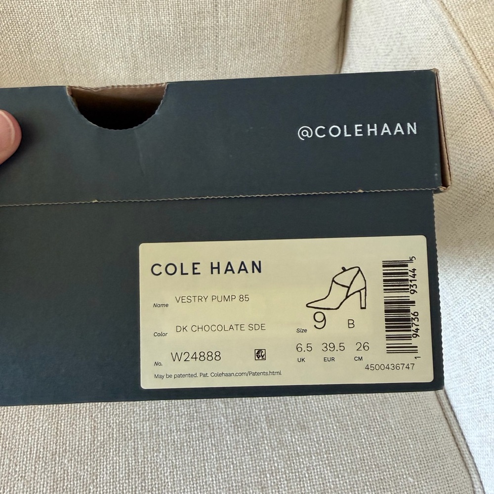 NWB  -Cole Haan Vestry Pointed Toe Booties – Dark Chocolate Suede, Size 9 - Picture 7 of 13